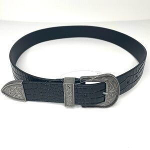 Lauren Ralph Lauren Leather Croc Western Belt Sz S